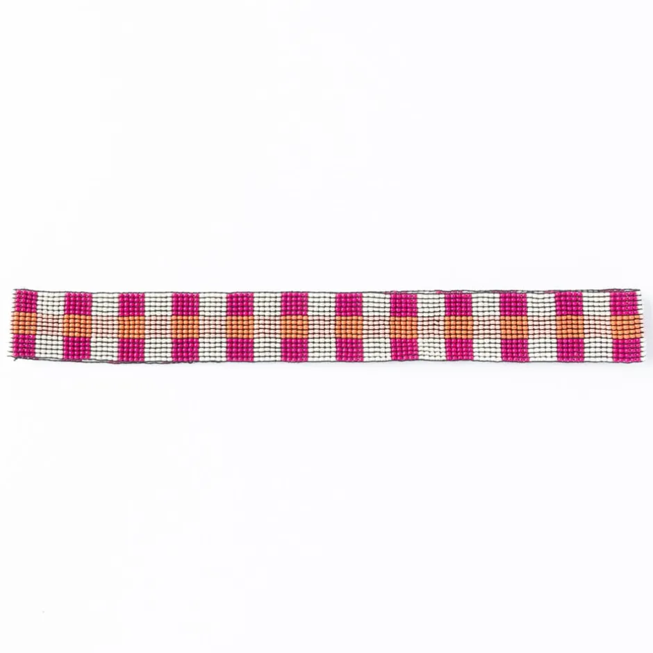 INK + ALLOY Ryan Gingham Beaded Hatband Pink
