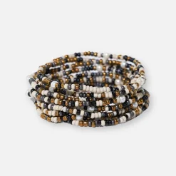 INK + ALLOY Sage Confetti Beaded 10 Strand Stretch Bracelets Black