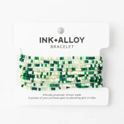 INK + ALLOY Sage Confetti Beaded 10 Strand Stretch Bracelets Green