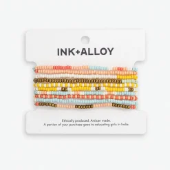 INK + ALLOY Sage Mixed Patterns Beaded 10 Strand Stretch Bracelet Set Amalfi
