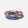 INK + ALLOY Sage Mixed Stripe Beaded 10 Strand Stretch Bracelet Set Blue + Lavender