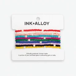 INK + ALLOY Sage Solid With Pearls 10 Strand Stretch Bracelet Set Rainbow