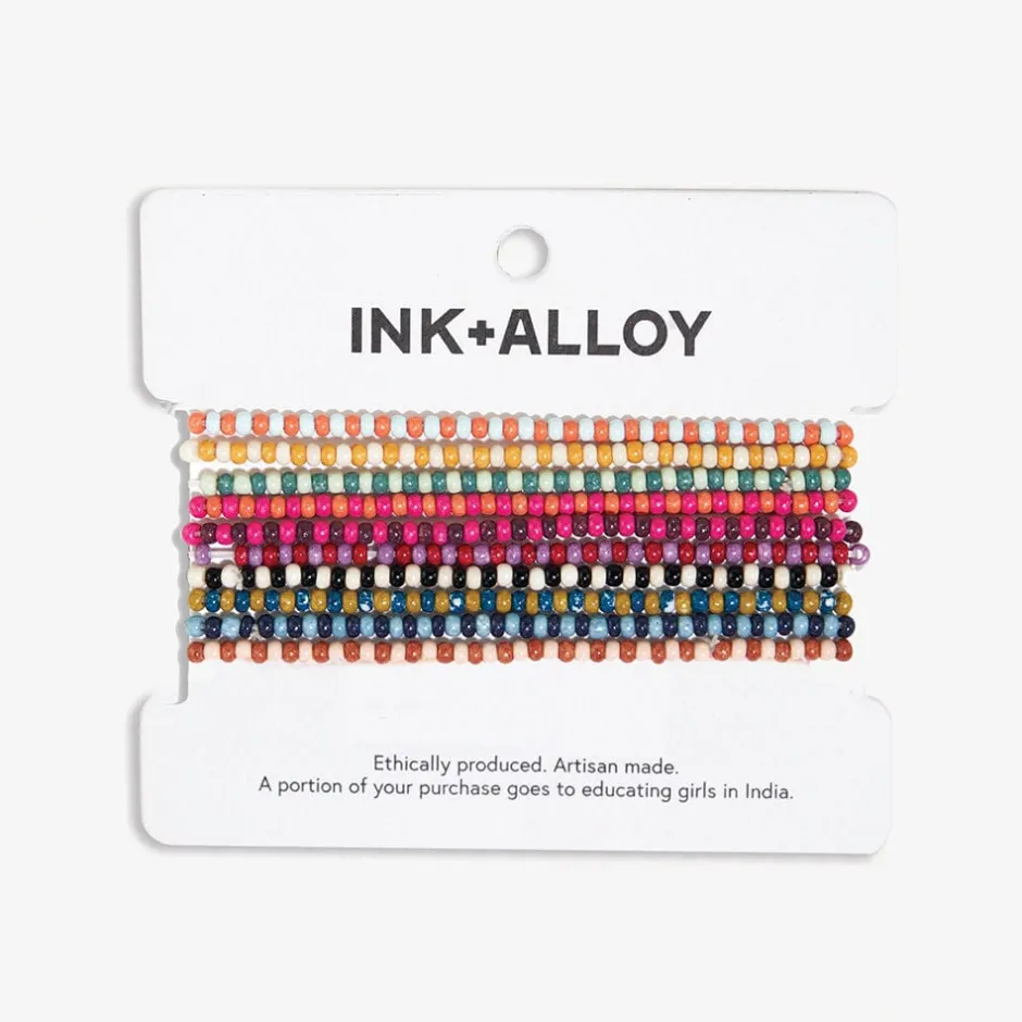 INK + ALLOY Sage Two Tone Beaded 10 Strand Stretch Bracelets Multicolor