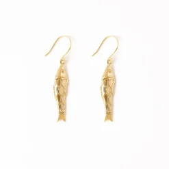 INK + ALLOY Sally Fish Dimensional Dangle Earrings Brass