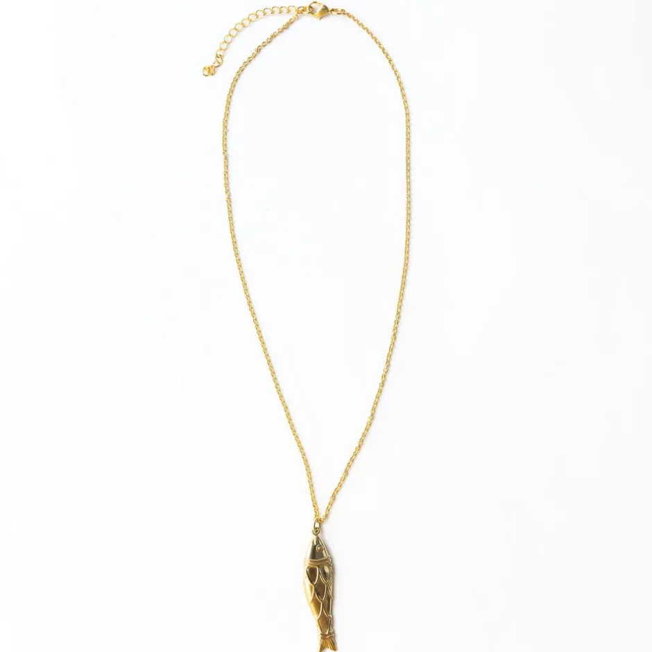 INK + ALLOY Sally Fish Dimensional Necklace Brass