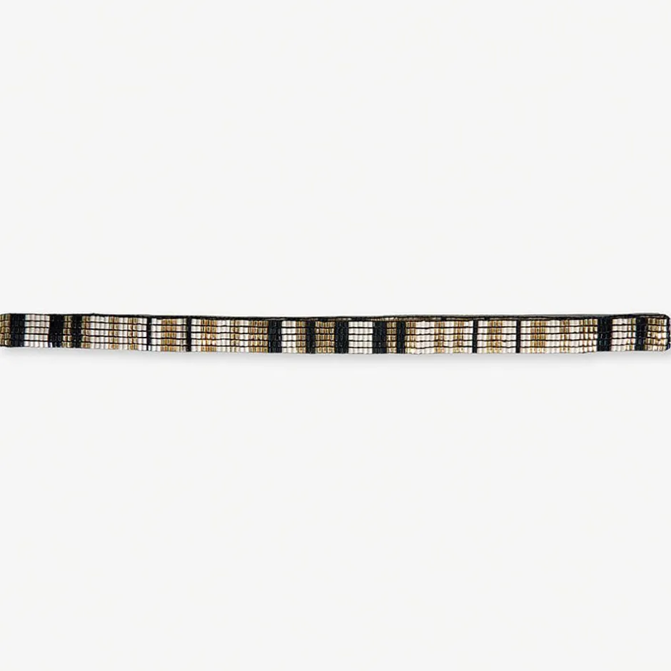 INK + ALLOY Sarah Vertical Stripes Beaded Stretch Hat Band Black