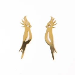 INK + ALLOY Simone Cockatoo Bird Drop Earrings Brass