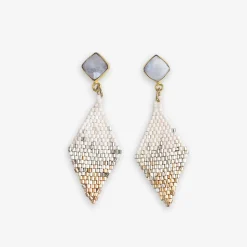 INK + ALLOY Sky Small Diamond Drop with Semi-Precious Stone Post Earrings St. Moritz