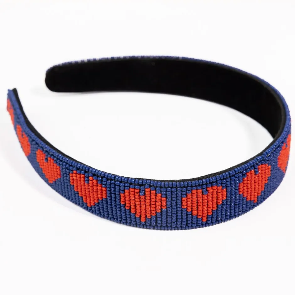 INK + ALLOY Stevie Hearts Beaded Headband Navy