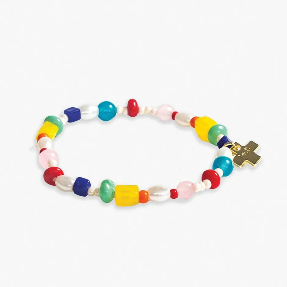 INK + ALLOY Sydney Mixed Beads And Stones Stretch Bracelet Rainbow