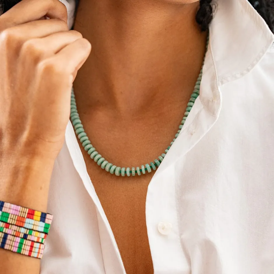 INK + ALLOY Vivianne Amazonite With Green Onyx Necklace 18"
