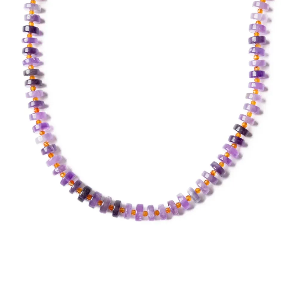 INK + ALLOY Vivianne Amethyst With Carnelian Necklace 18"
