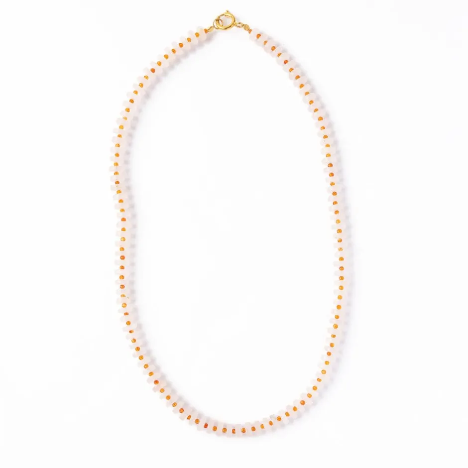 INK + ALLOY Vivianne Rose Quartz Disc With Carnelian Necklace 18"