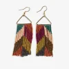INK + ALLOY Whitney Chevron Beaded Fringe Earrings Muted Rainbow