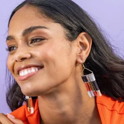 INK + ALLOY Whitney Patchwork Beaded Fringe Earrings Jaipur