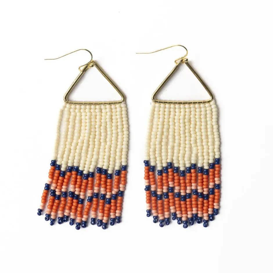 INK + ALLOY Whitney Scalloped Beaded Fringe Earrings Lapis Coral