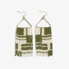 INK + ALLOY Whitney Shifting Blocks Beaded Fringe Earrings Avocado