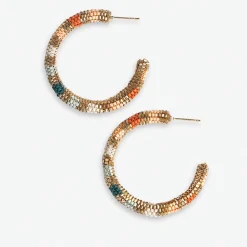 INK + ALLOY Zoey Stripes Small Beaded Hoop Earrings Desert